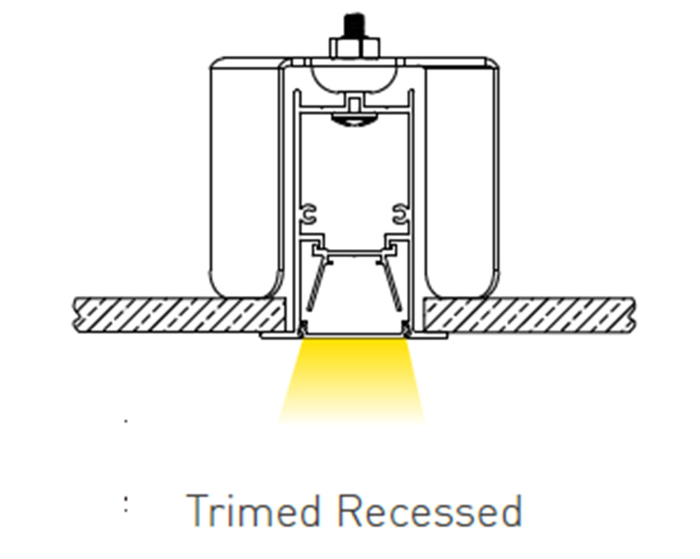 Trim Recessed Linear Light គ្រឿងបំភ្លឺការិយាល័យពាណិជ្ជកម្មដែលដឹកនាំដោយ Silicone Lens-01 (3)